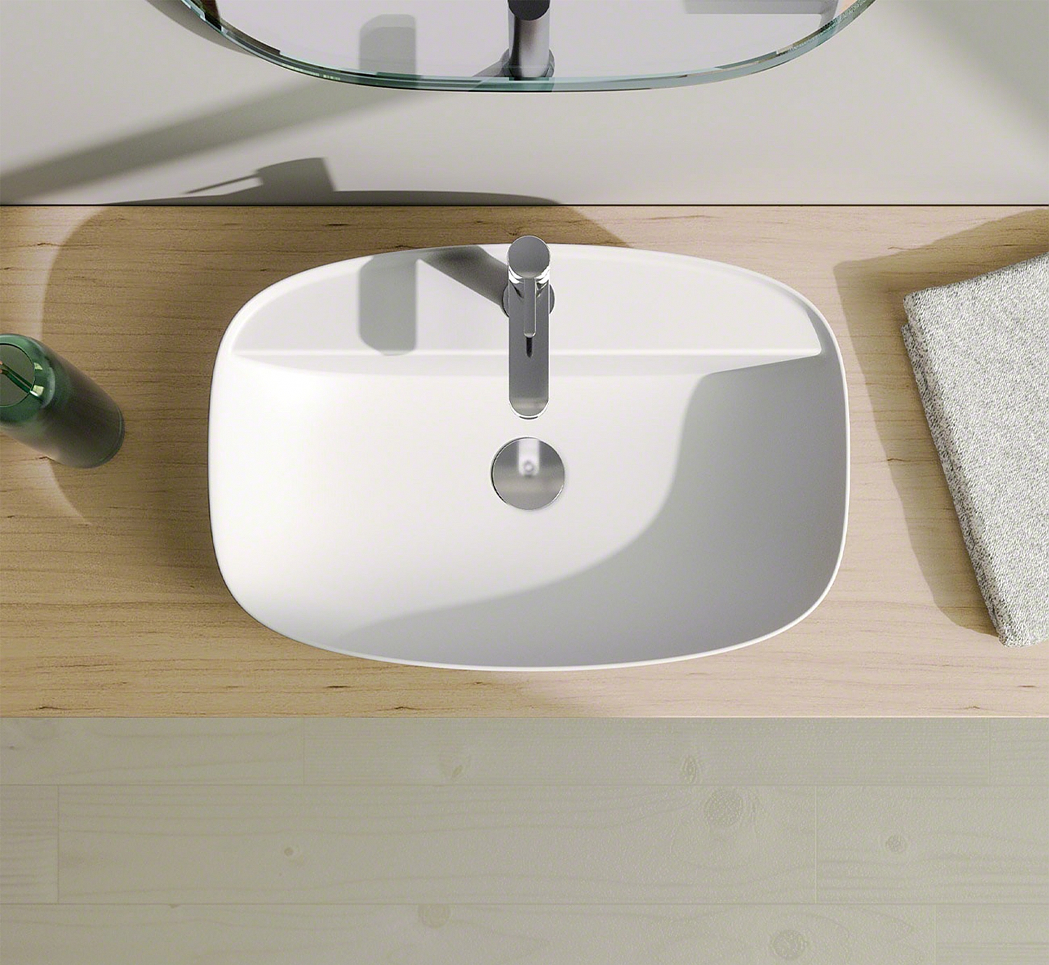 HR Lorencio badmeubelset 60 cm wit hoogglans incl. spiegelkast en keramische wastafel wit