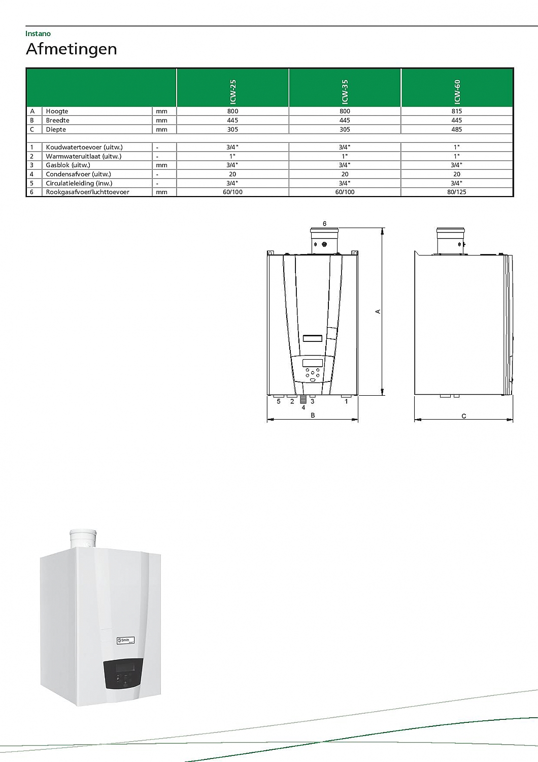 AO Smith doorstroomboiler Instano ICW 25 NL 25 kW ICW 25 NL NAT