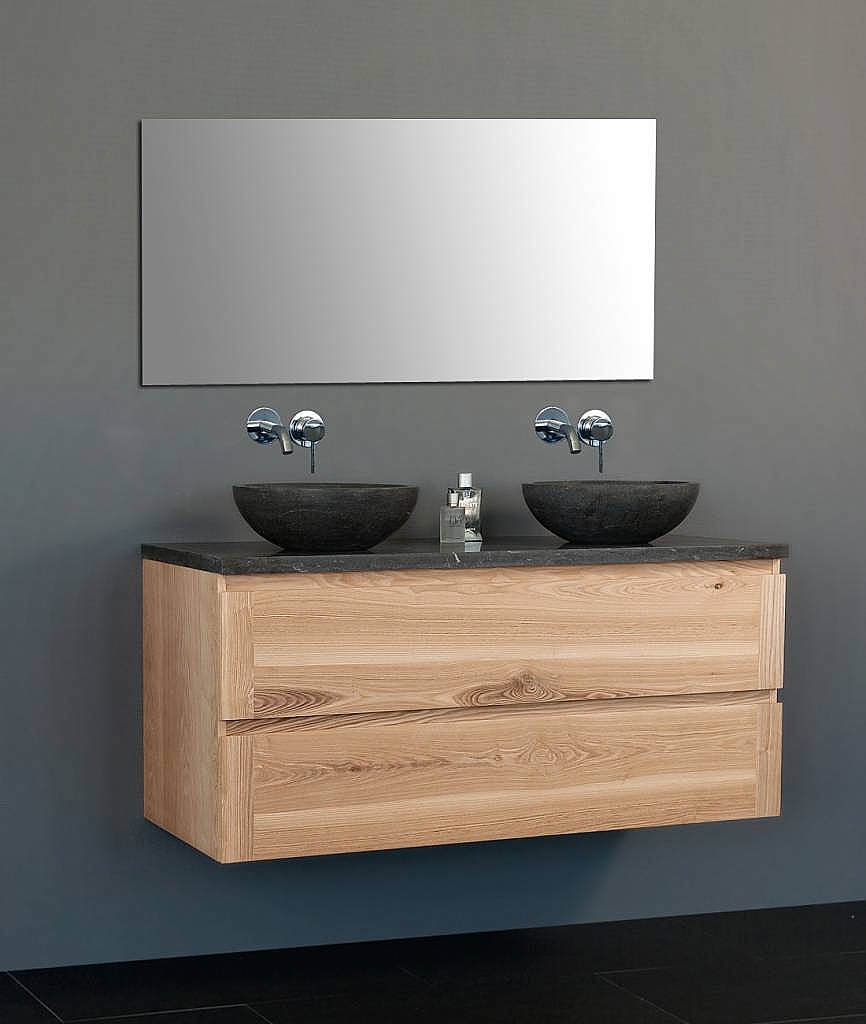 Evolution Wood Dynasty badkamermeubel 120cm met opzetwastafels rond hout eiken > > Badmeubelen > meubels & > Sanitair > Sanispecials.nl | Echt alles voor je badkamer en toilet!