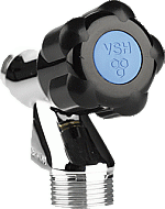 VSH beluchterkraan verchroomd m. keerklep 1/2"x3/4" m. premium knop zwart-kiwa 0588808 