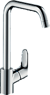 Hansgrohe Focus Keukenkraan m. hoge draaibare uitloop instelbaar 110, 150 en 360 RVS look 31820800 