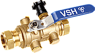 VSH Protect FF kogelafsluiter klasse EA m. aftap 2x15mm knel messing kiwa 0504185 