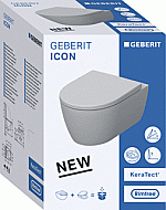 Geberit iCon combipack verdekt vorm EFF3 rimfree met zitting met softclose en quickrelease KeraTect 501664008